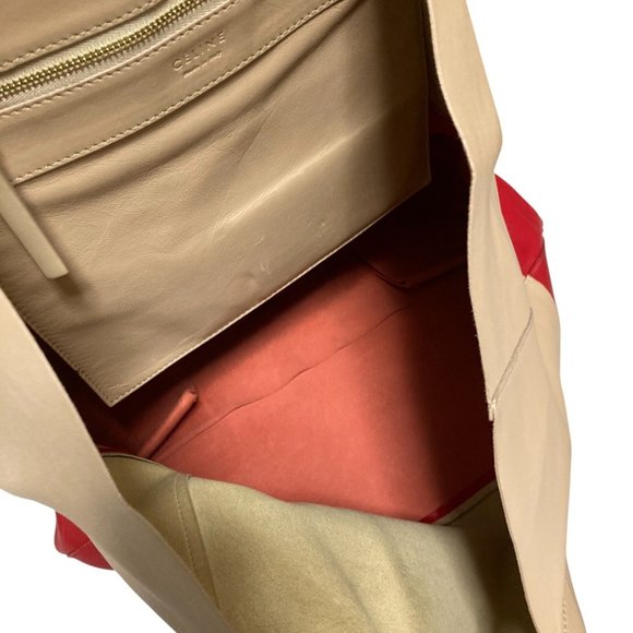 CELINE Horizontal Cabas Tote Bag, Beige Red, Women's - Picture 7 of 9